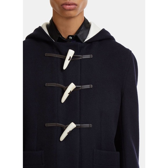 Wales Bonner Duffle Toggle Melton Virgin Wool With Hoodie Coat Made In England - Picture 5 of 13